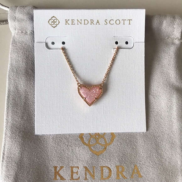 Nwt Kendra Scott Ari Heart Pink Druzy 